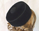 Vintage 1960s Black Cossack Style Pillbox Hat by Adele Claire