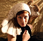 Needle Felted Abstract Barn Owl Hat with Mice Perched ontop