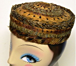 Vintage Genuine Pheasant Feather Pillbox Hat